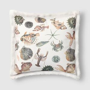 18"x18" Sea Life Embroidered Flange Outdoor Throw Pillow
